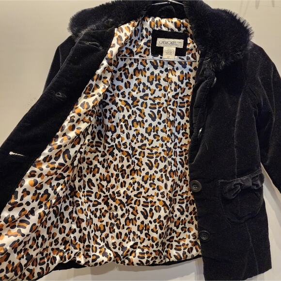 Cherokee Toddler Black Jacket Fur Collar Size 4T - Picture 7 of 8